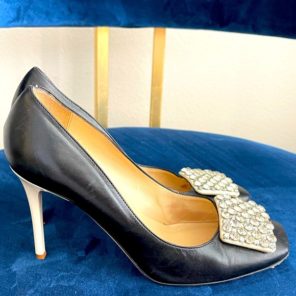 Kate Spade Black Pumps with Crystal/Rhinestone “Buckle” - Picture 2 of 9